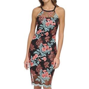GUESS Embroidered Mesh Cage Back Midi Floral Dress
Size 6